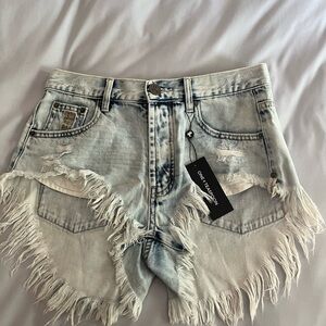 Rollers One Teaspoon denim Shorts size 25 NWT never worn color depeche blue